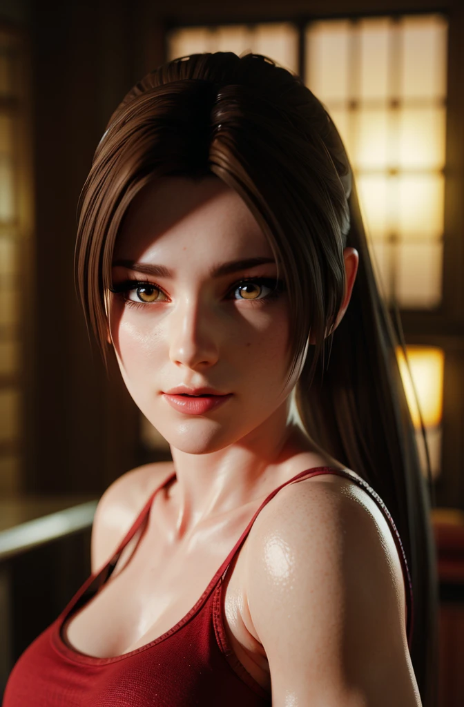 (face and bust portrait), photo of a sultry woman (wearing a tanktop), highly detailed face, natural skin texture, sharp focus, hdr, 4k, high quality, absurdres, by holly randall, fujifilm xt3, 