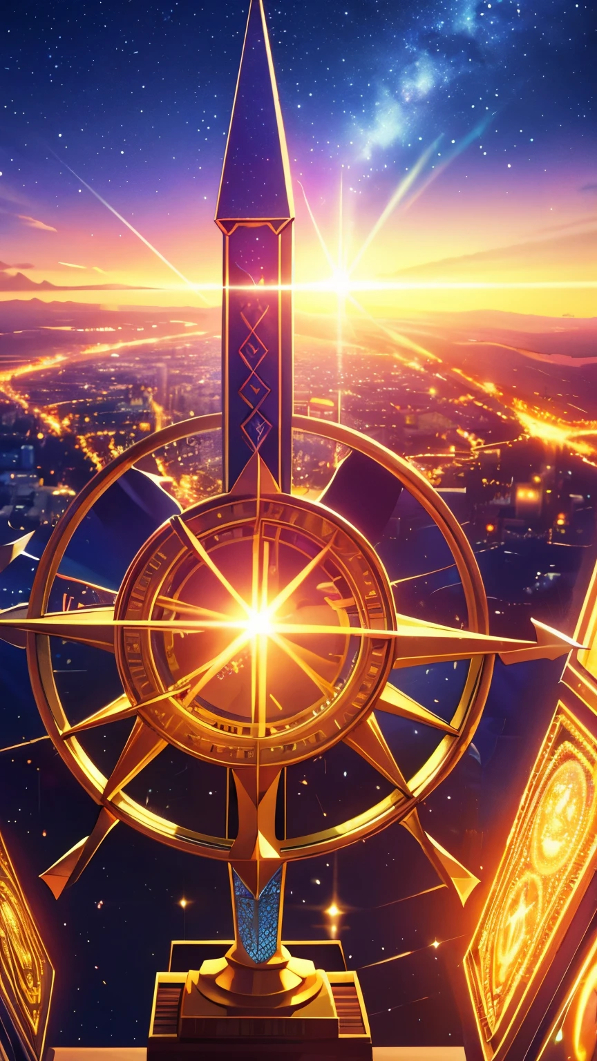 dreamy, colorful, whimsical, magical, masterpiece, best quality, sharp focus, intricately detailed environment, fine detail, 8k resolution, glowing lights,Golden shooting star in the beautiful sunset sky.