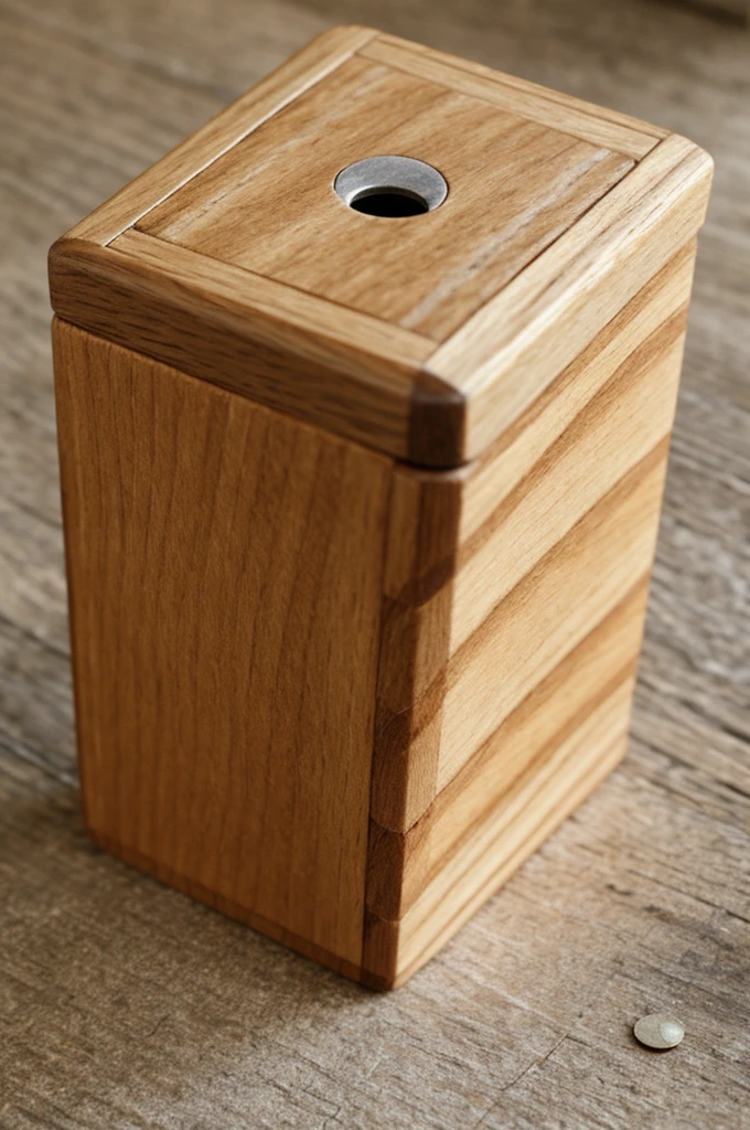 Square wooden piggy bank swallows coins