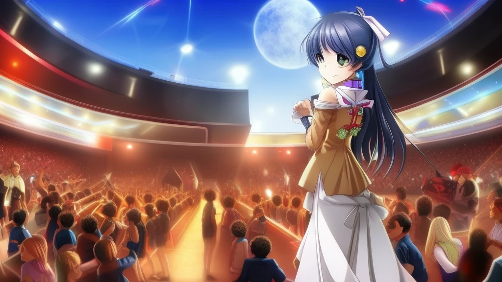 best qualtiy：1.0），（Ultra-high resolution：1.0），（DJ elements）animemanga girl，The upper part of the body, Female DJ,Look at the crowd