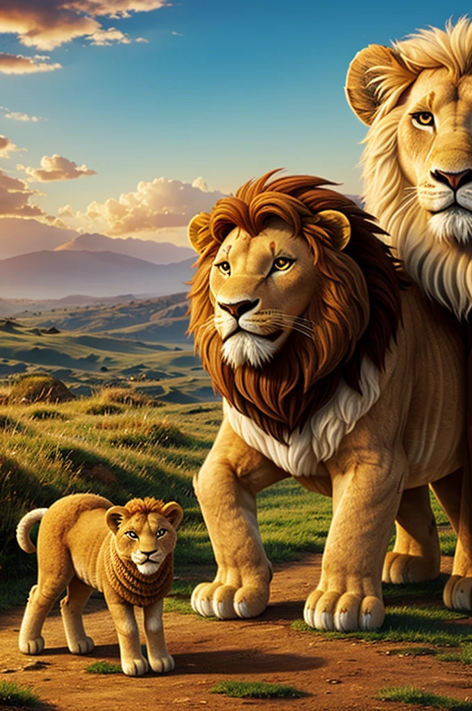 Simba the lion and woolly the sheep Disney style