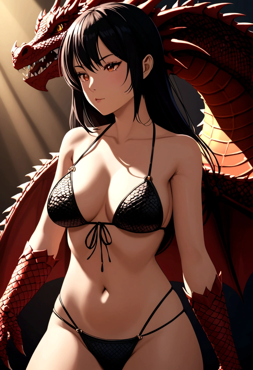 Sexy dragon girl with big sin in bikini 