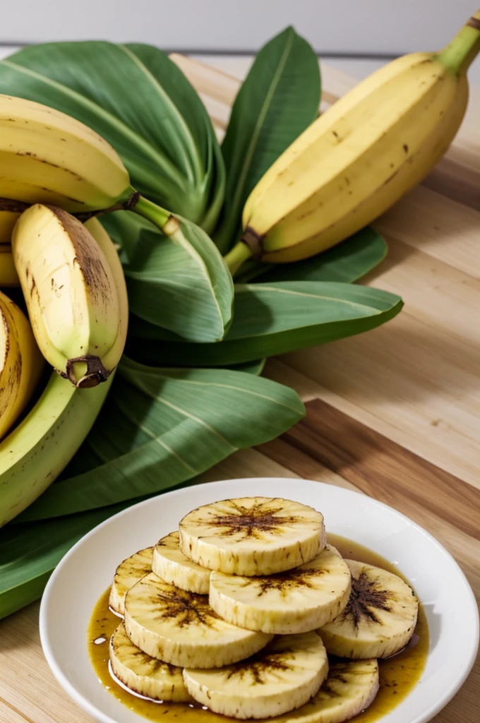 Une banni�re YouTube pour une cha�ne YouTube qui met en avant les divers fa�on de cuisiner de la banane plantains. Présence de banane plantain, de fleurs de bananiers, de bananiers de voyage