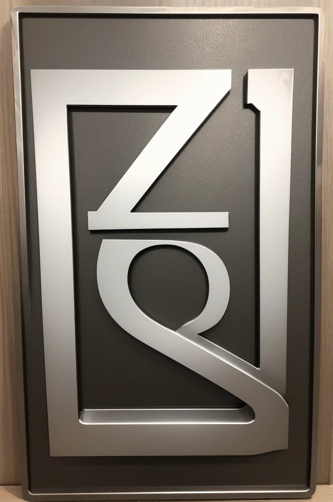 2D metal plaque with letter "B" is the number "14".