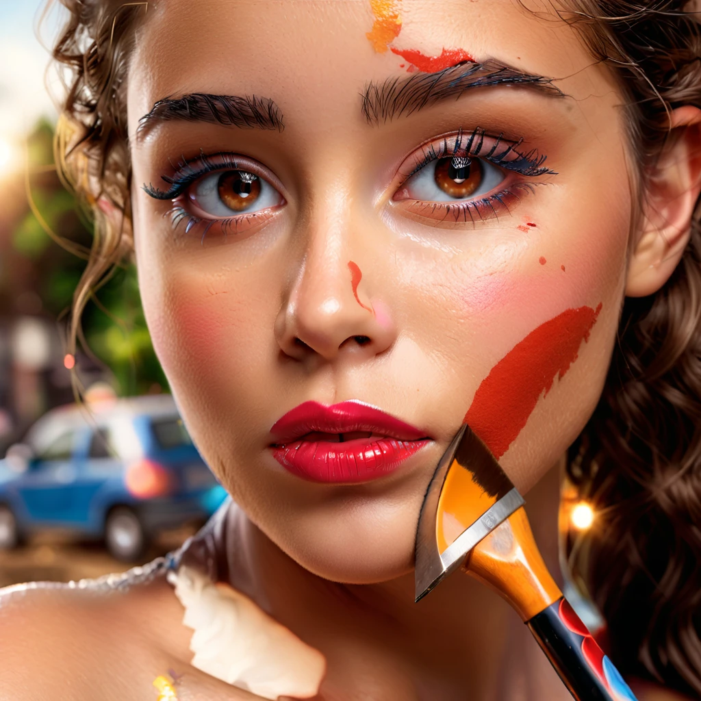 epic Primary school student. loli.. Agriculture. Plowing the soil with a hoe sunset, hot weather, hyperrealism, deep focus bokeh, ray tracing, Divide Ratio : 1,1,1 Base Ratio: (((epic portrait))),perfect dynamic composition:1.2,beauty(mixed girl)(madison ivy:0.5)(jessica alba:0.3)(Ariana Grande:0.3) in (Intricately detailed portrait of a((22-year-old))),((ultra professional photorealistic)),((Hyper realistic)),((ultra sharp focus)),((ultra highest resolution)),(the most absurd quality),((natural, soft lighting during the day)),fashion supermodel,((max best high-quality real texture skin)),(epic Highly quality texture hair),((curly hair(((slicked to the two side)))Intricately detailed:1.44)),(perfect proportions),(anatomically correct),((perfect female body)),((firm normal breasts:1.2)),slim face,beautiful cheekbones,(Super beautiful face),(epic realistic face),(epic highly detailed face),absurd(ultra detailed eyes),(tired and sleepy and satisfied:1.1),((close up of a woman's eye with a digital rendering)),(realistic eyes),perfect round eyes,finely detailed pupils,(brown_eyes:1.4),BREAK,detailed lips:1.3,pink_frange:1.3,long_blue_eyeliner:1.1,(red_lipstick:1.1),perfect dark_eyeshadows:1.35,((there a close up of a woman's face)),(Detailed nose),small head,full bodyesbian,dark shot:1.2,((Intricately detailed sports crop top:1.3)),((city),walking),On the street,((upper body shot:1.3)),Hasselblad, 50mm f/2.2, with long eyelashes. The overall image quality should be the best, with ultra high resolution, ultra-detailed rendering, and a photorealistic appearance. The art should be created using a mix of digital illustration and 3D rendering techniques, ultra high detailed texture, a ultra-realistic representation of the face, epic tmasterpiece ultra_high-quality ultra_high-details ultra_sharp-focus ultra_high-resolution ultra_high-definition, vibrant DSLR vivid colorful, reflection, high saturate, transparent, nude, nsfw varies naked multi etc. --v 6 --s 1000 --c 20 --q 5