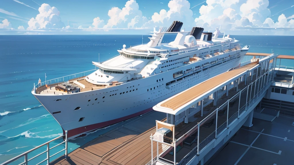 Cruise ship deck, sky full of clouds, no people, cloudy sky