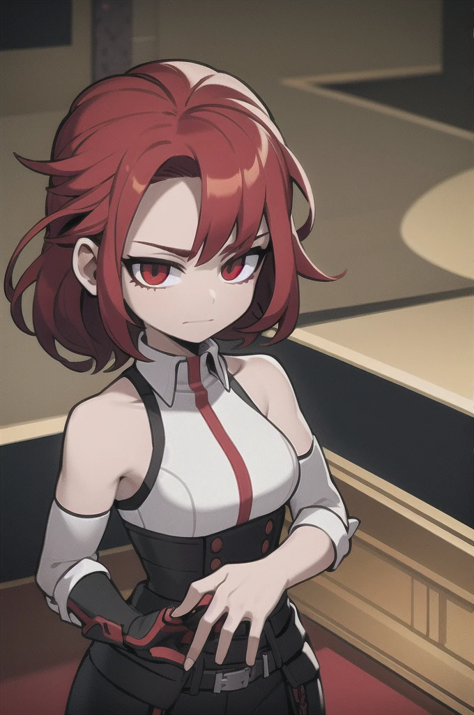 red hair, poor clothes, sharp dagger, 1 girl