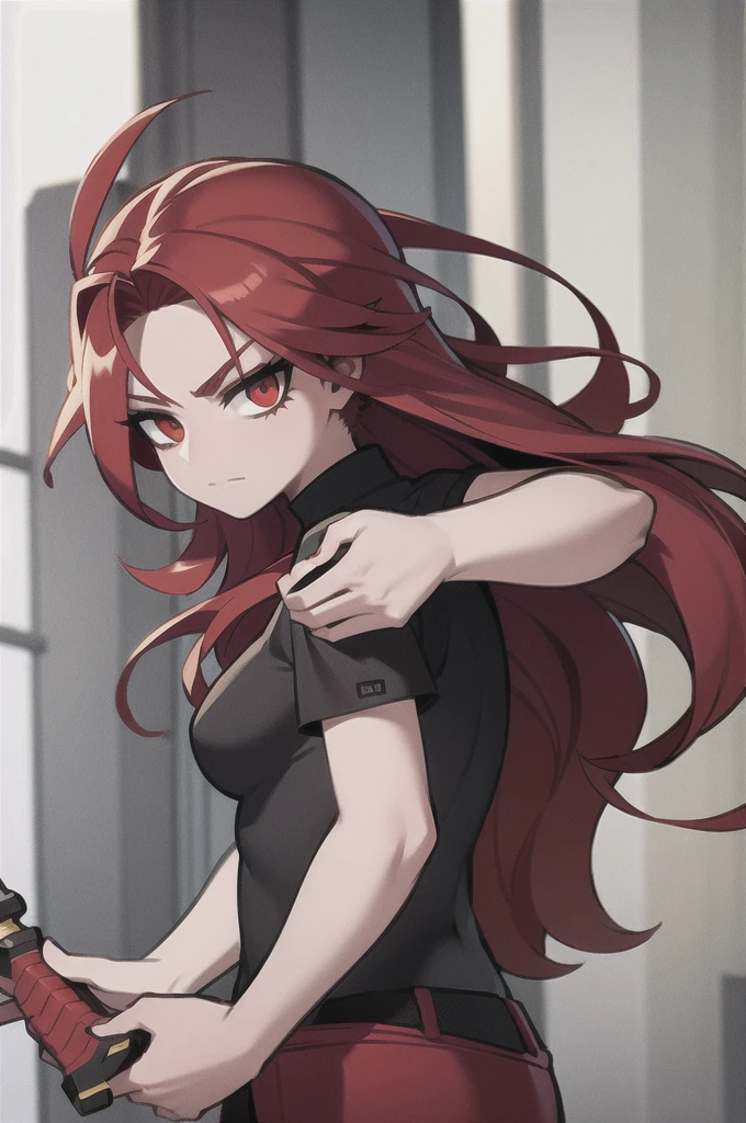 red hair,worn clothes, sharp dagger, 1 girl