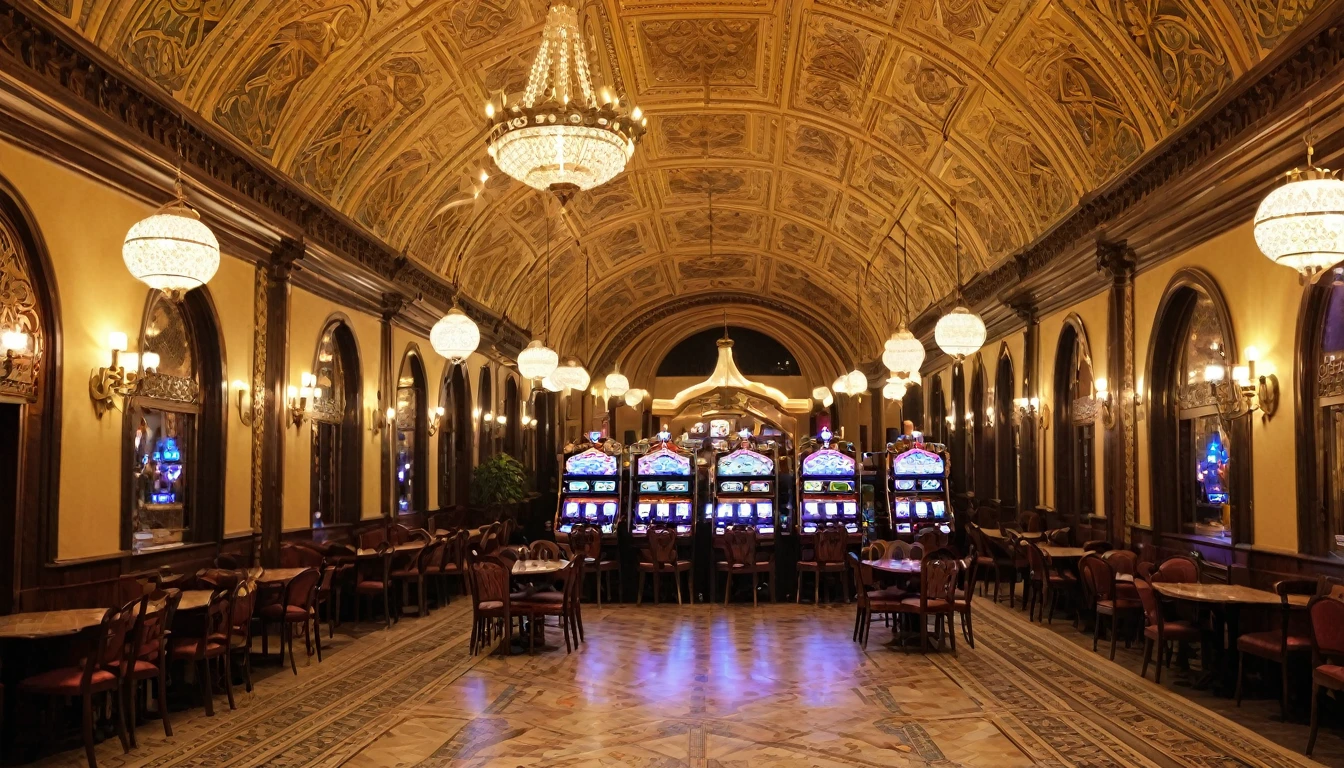 Visual Description of Casino Americas
Casino Overview:
The Americas Casino, located in the heart of West Glasgow's Old Town, is an imposing and prominent building. It combines medieval Spanish architectural style with early 20th century modern elements, creating a unique and charming appearance. Completed in 1900, it is the most modern construction in this historic area.
Location:
Old Town: Located within the Old Town, the casino integrates harmoniously with the historic environment around it, surrounded by narrow streets and stone buildings characteristic of the Spanish and Scottish medieval style.
Architecture:
Medieval Spanish Style:
Facade: The facade of Cassino Americas is grand and detailed, made of carved stone with elaborate arches and colorful stained glass windows. The walls are decorated with reliefs and carvings inspired by medieval Spanish architecture.
Tower: A central tower towers over the building, offering a panoramic view of the Old Town and harbor. The tower is adorned with decorative elements such as gargoyles and detailed cornices.
Gates: The entrance gates are made of wrought iron, crafted with intricate designs and historical symbols, reinforcing the feeling of grandeur and security.
Modern Elements (1900):
Interior: The interior of the casino, despite its medieval external appearance, features modern elements for the time. These include crystal chandeliers, polished marble floors, and luxurious tapestries.
Lighting: Wrought iron fixtures and antique-style lamps, but with modern electrical systems for the time, provide soft, atmospheric lighting.
Gaming Rooms: The gaming rooms are large and well ventilated, with classic gaming tables and roulette wheels, as well as VIP areas decorated with dark wood furniture and velvet upholstery.
Environment and Atmosphere:
