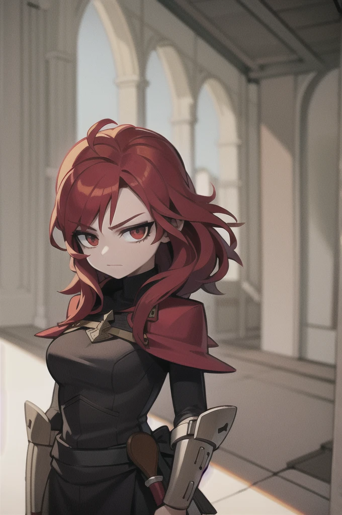 red hair, medieval, sharp dagger, 1 girl, lower class