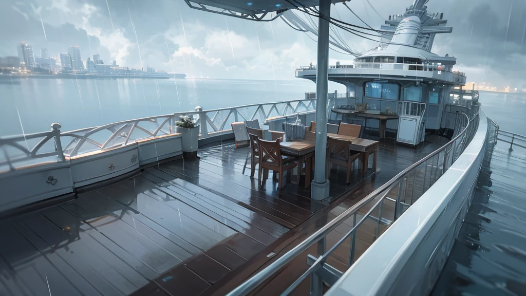 Cruise ship deck rain cloudy sky