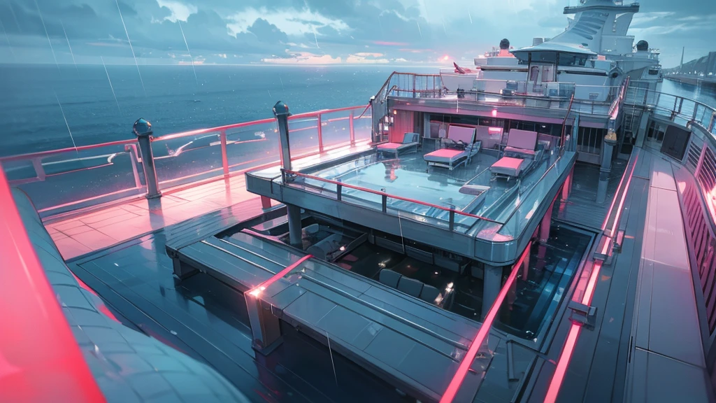 Cruise ship deck rain cloudy sky