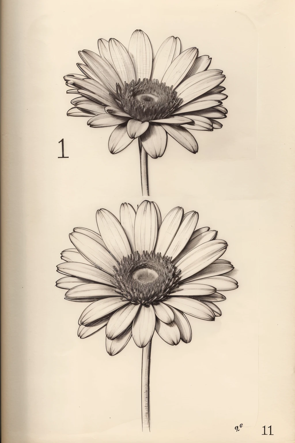 sketch to print of a flower where the petals contain the numbers 1 to 11 and are colored
