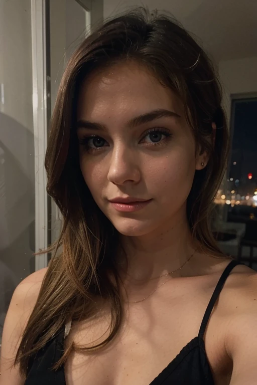 dark blonde selfie at night
