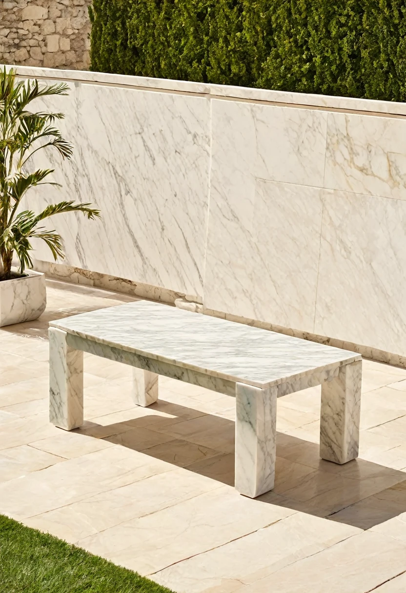 a photo of marble furniture for outdoors