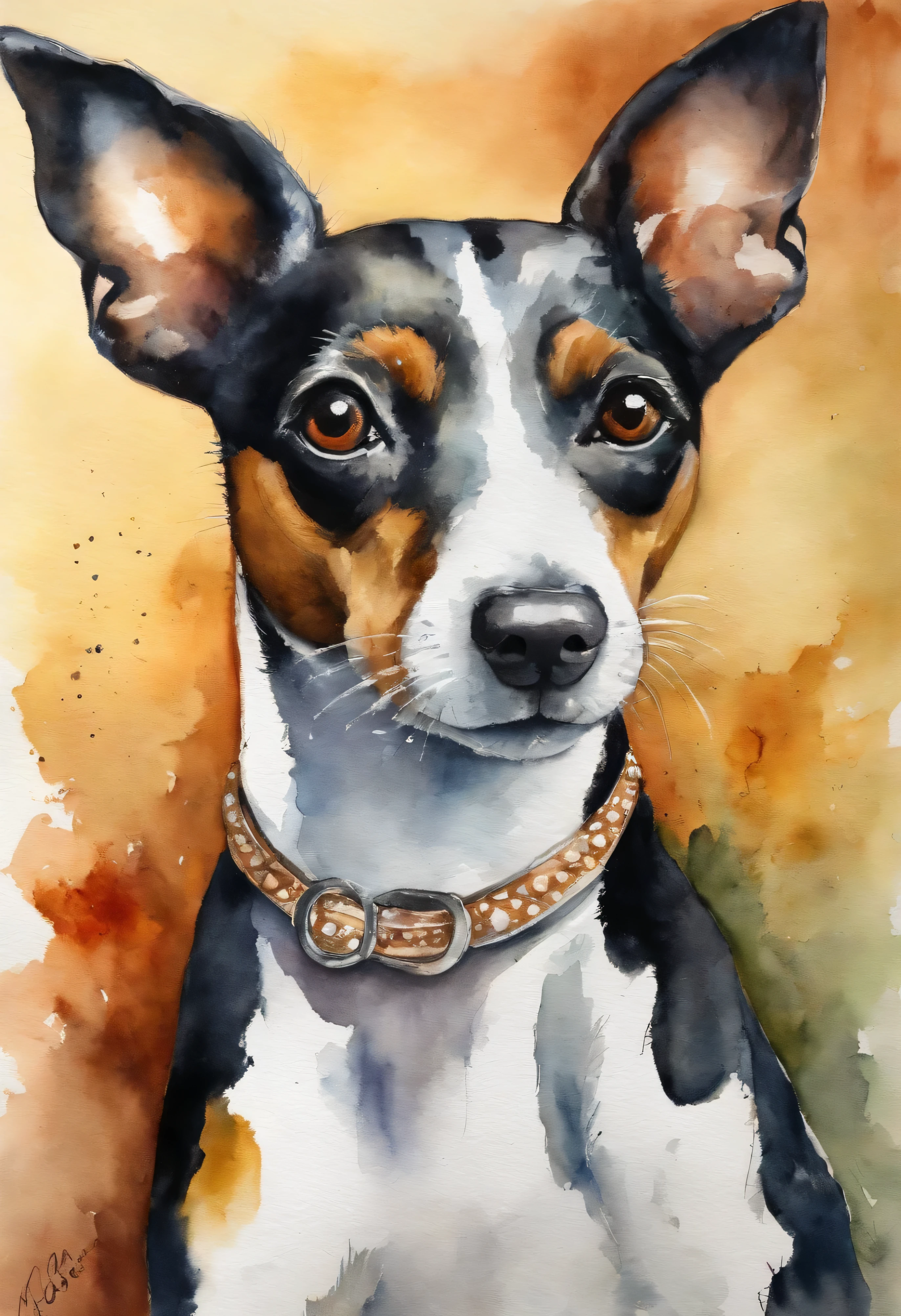 (Masterpiece artwork, best qualityer),1rat terrier sitting waiting for his master to arrive
