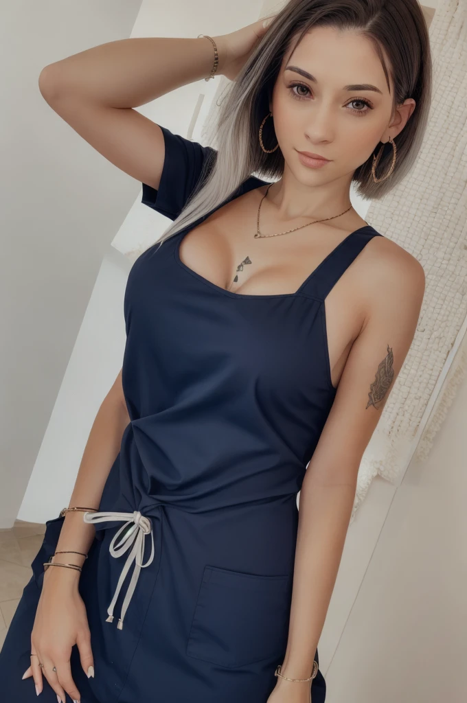 1girl, cleavage, (medium breasts), 4k, beautiful, looking at viewer, headshot, NSFW, BREAK
nurse outfit, doctor, dark navy scrubs, cleavage BREAK
medium hair, blue gemstone earrings, pale skin, fair skin, white skin, BREAK