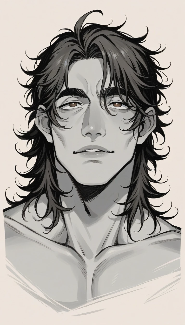 Tall and thin woman, with long dark hair that falls in waves to her waist. He has hazel eyes and a warm smile that lights up his face..splattered nose, with a pretty face and ruddy cheeks, full lips and a matte color. She is usually naked at home.