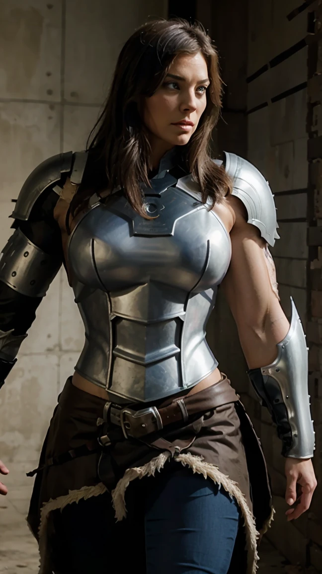 Huge muscle woman knight armor