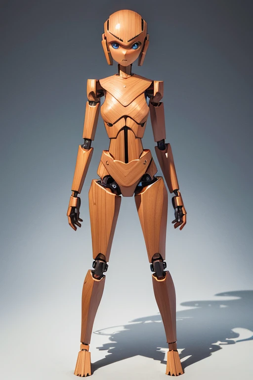 Wooden Humanoid Robot,No clothes,Wood grain body,Made to resemble a girl