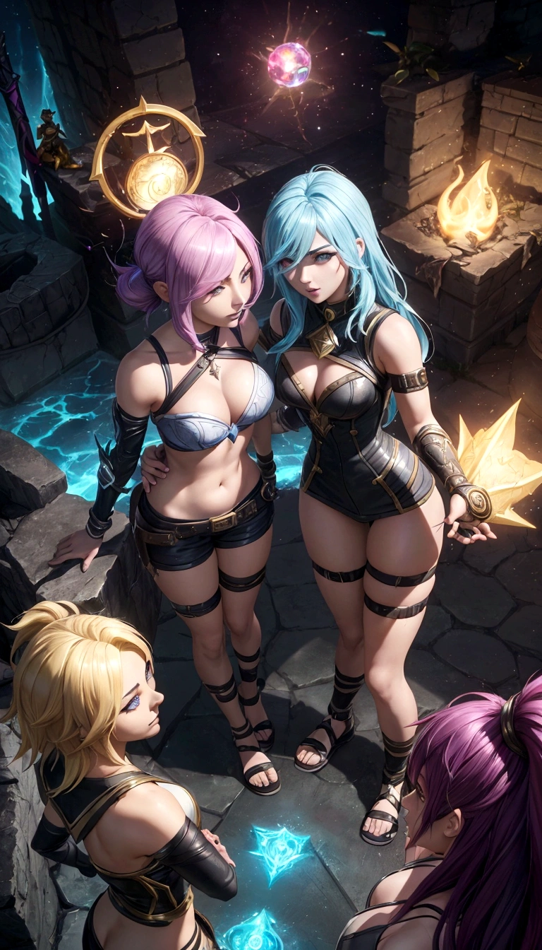 a screenshot of two different characters in a game, wild rift, 8k artgerm bokeh, league of legends character, riven, kda, extremely detailed artgerm, iconic character splash art, ashe, youthful taliyah, character splash art, irelia, arcane jinx, seraphine ahri kda, qiyana