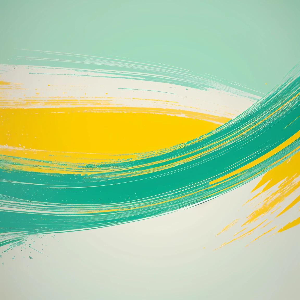 (abstract :1.3), mint green and maize colors art design, ideal for stickers, t-shirts, posters, thick wide brush strokes