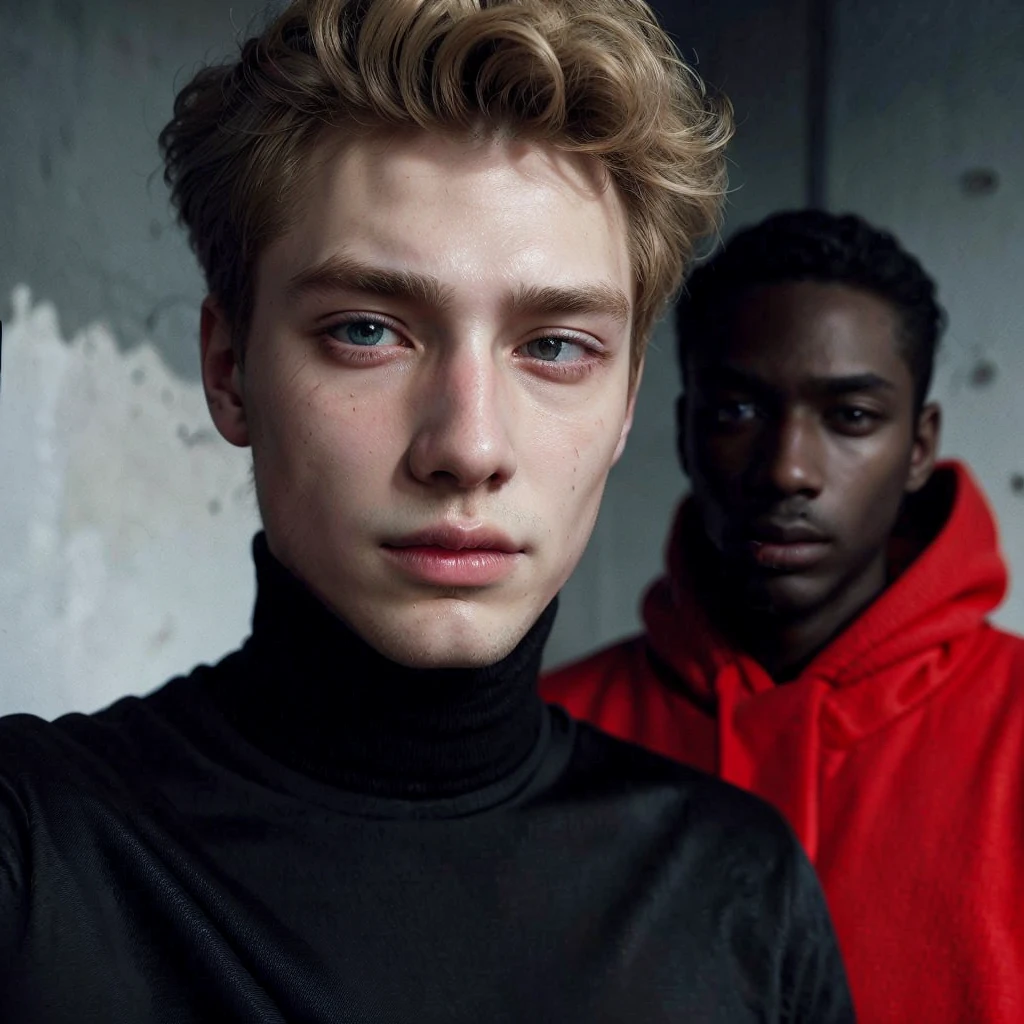 handsome male ,upper body portrait, sweater, detailed short hair,white skin, blonde hair,serious face,handsome boys,realistic photo, hyperdetailed, ((blonde hair man)), (aqua eyes), handsome man, there is a man lying in bed with a necklace around his neck, high-necked blouse, black high-necked blouse, hyperrealistic, tumblr, epic, smooth and pale skin, background, background with bokeh effect, blond hair, solid circle eyes, ccurate, hyperrealism, Surrealism, drop shadow, 8k, super detail, best quality, UHD, masterpiece, anatomically correct, UHD, masterpiece, anatomically correct, textured skin, super detail, high details, high quality, 16k, 1080P, 4K, 8k, straight hair, , Realism,