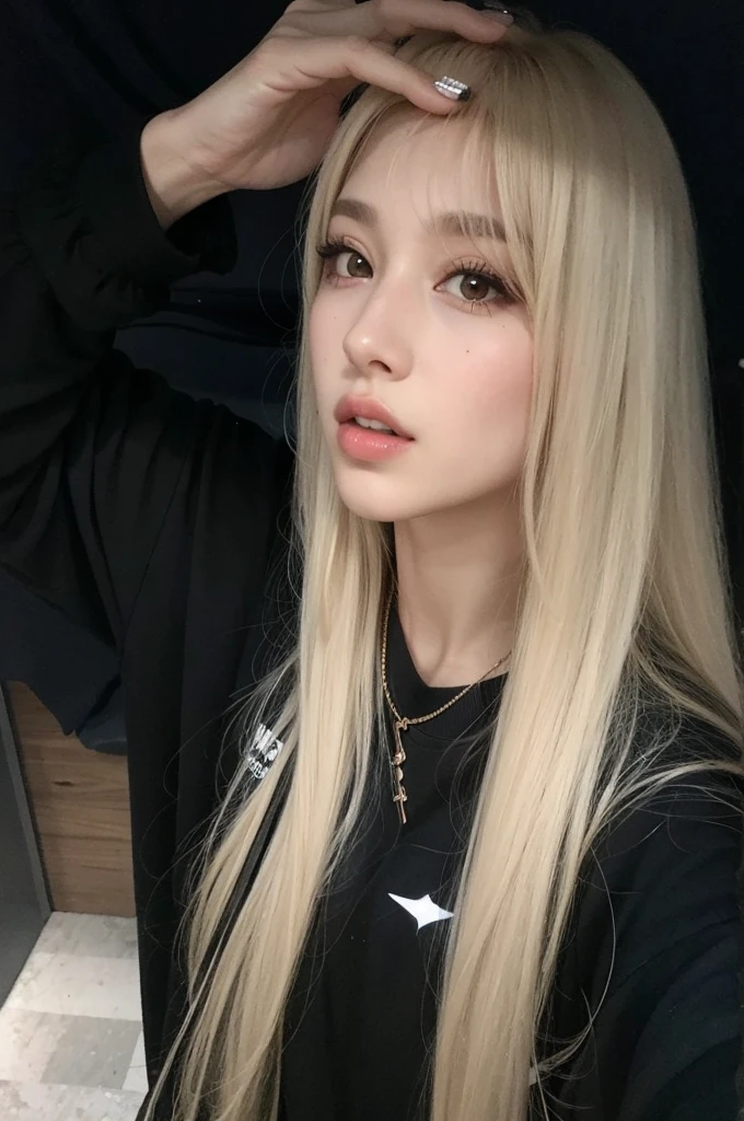 Close up of person with long hair and black shirt, Larisa Manoval, Blackpink's Larissa Manoban is being raped by a huge dick