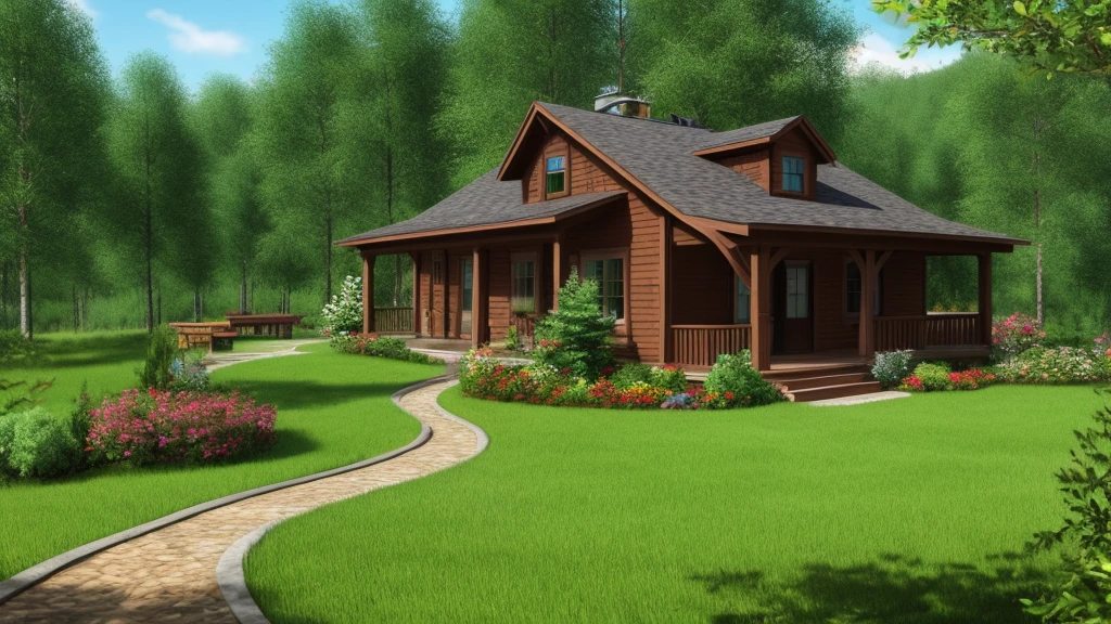 very detailed and realistic house in nature