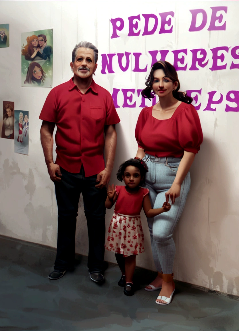 There are two people next to a wall with a sign, por Willian Murai, by Amélia Peláez, powder Nándor Katona, museca illil, 3 Brazilian mother of 5 years, fernanda suarez, by Luis Miranda, by Silvia Pelissero, david rios ferreira, by Emerson Silva, by Emma Rios