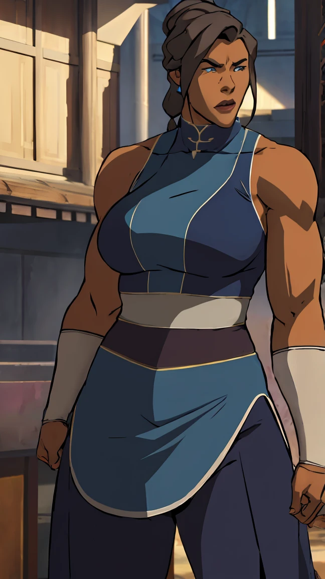 Huge muscle woman korra knight armor 