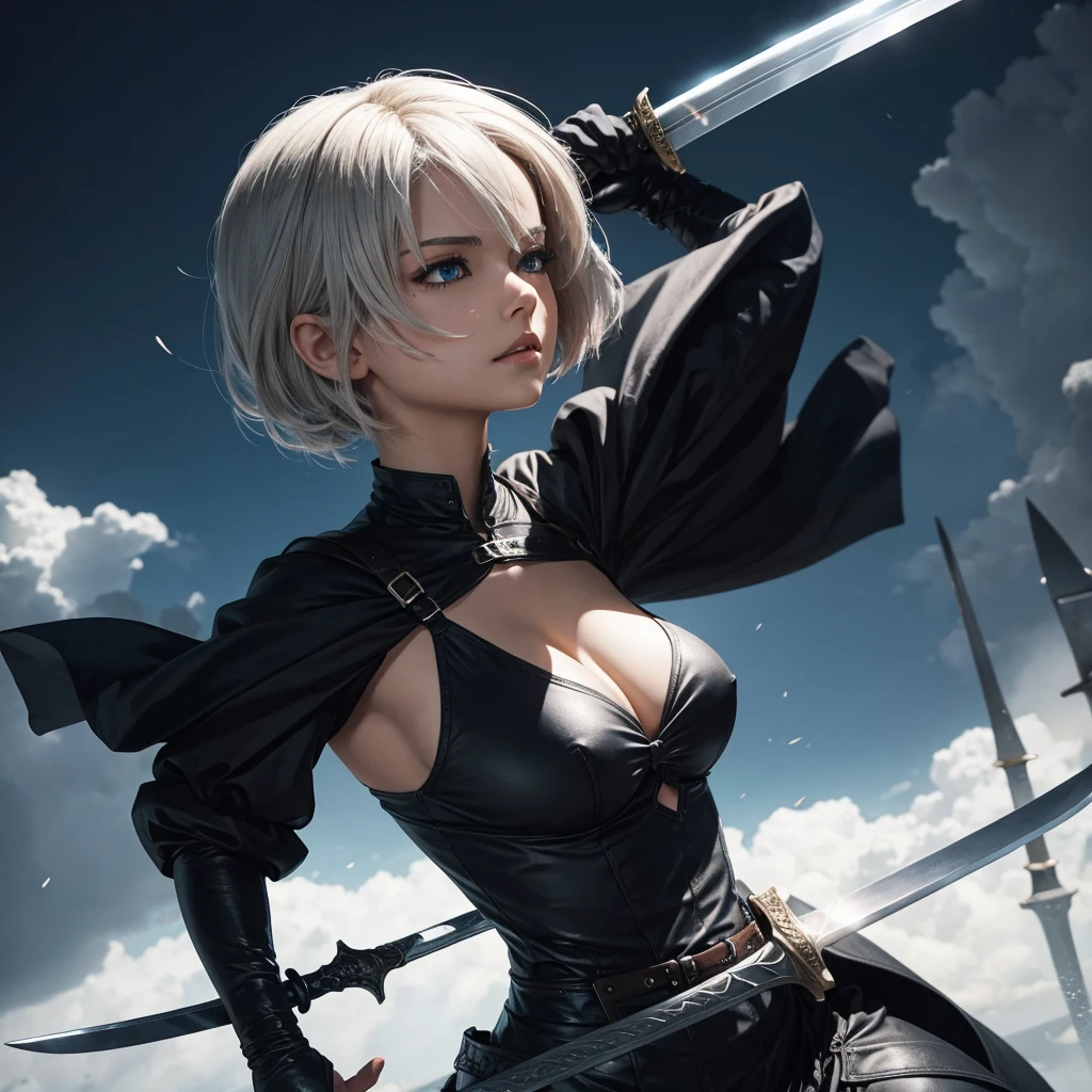 2b waves her sword
