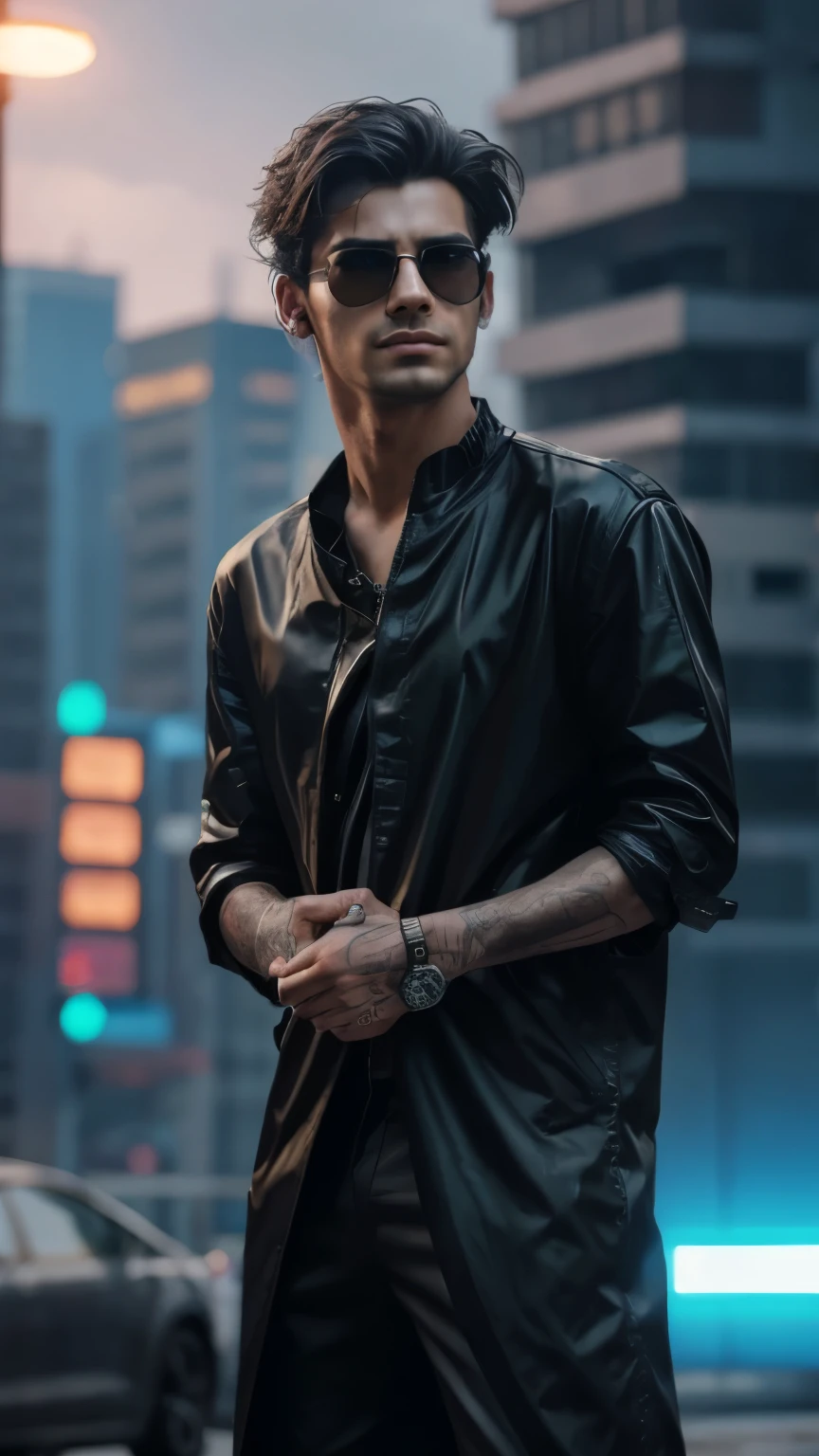 Change background cyberpunk handsome boy, realistic, face, 8k, ultra realistic,