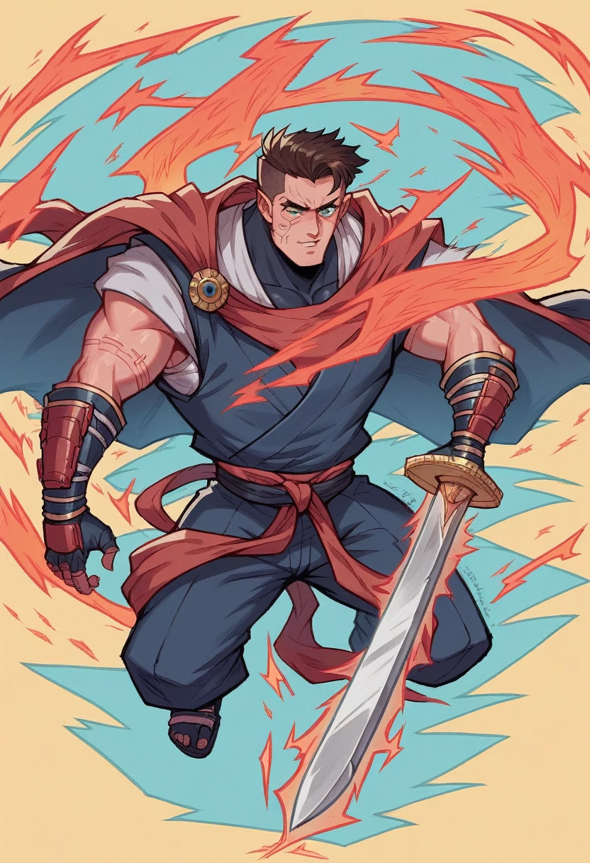 a close up of a person holding a sword in a lightning storm, cyberpunk art by Dan Mumford, trending on Artstation, ukiyo-e, fractal thunder dan mumford, in the style dan mumford artwork, neon samurai, in the art style of dan mumford, demon samurai, ( ( ( ( ( dan mumford ) ) ) ) ), demon samurai warrior