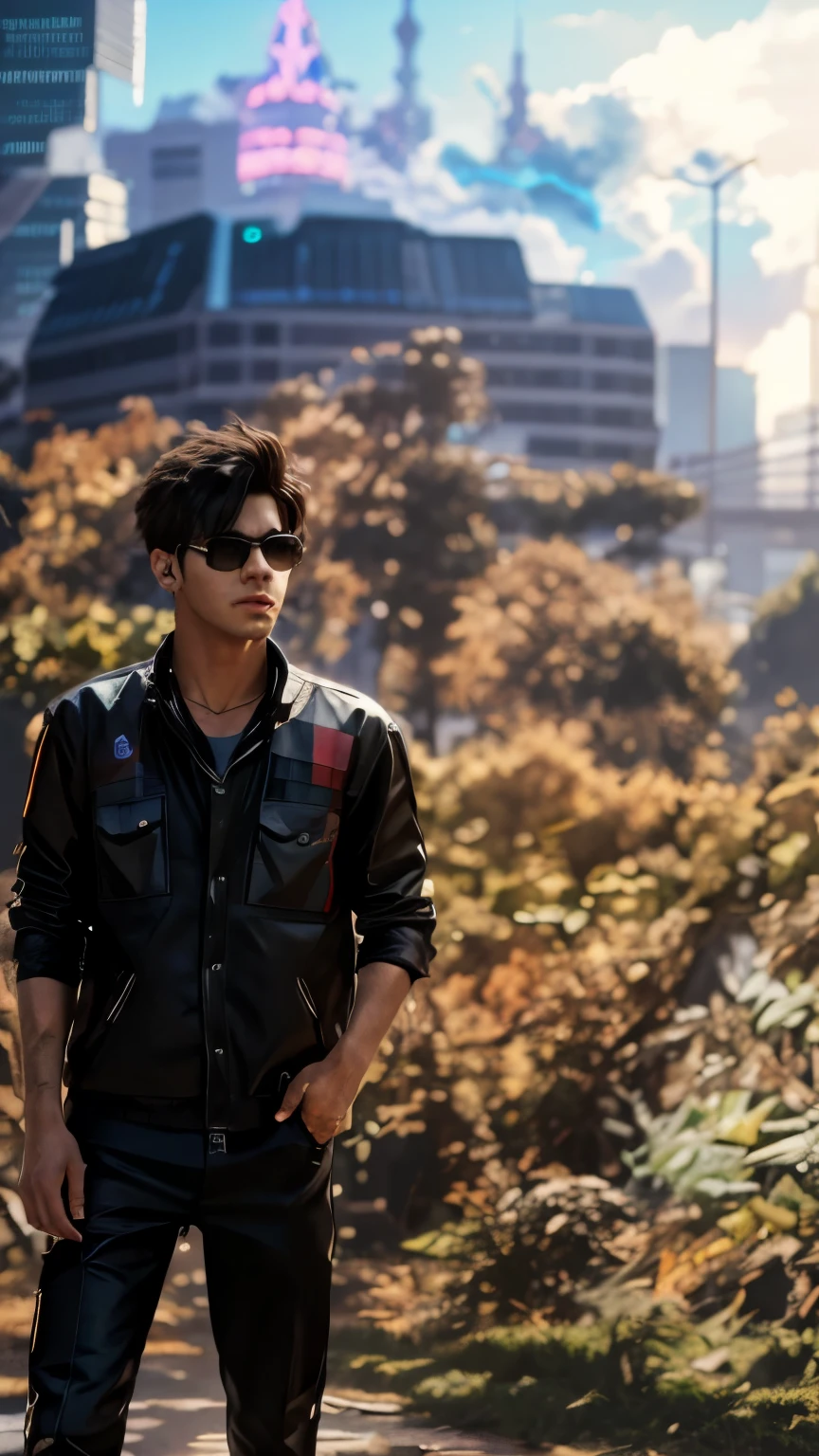 Change background cyberpunk handsome boy, realistic, face, 8k, ultra realistic,