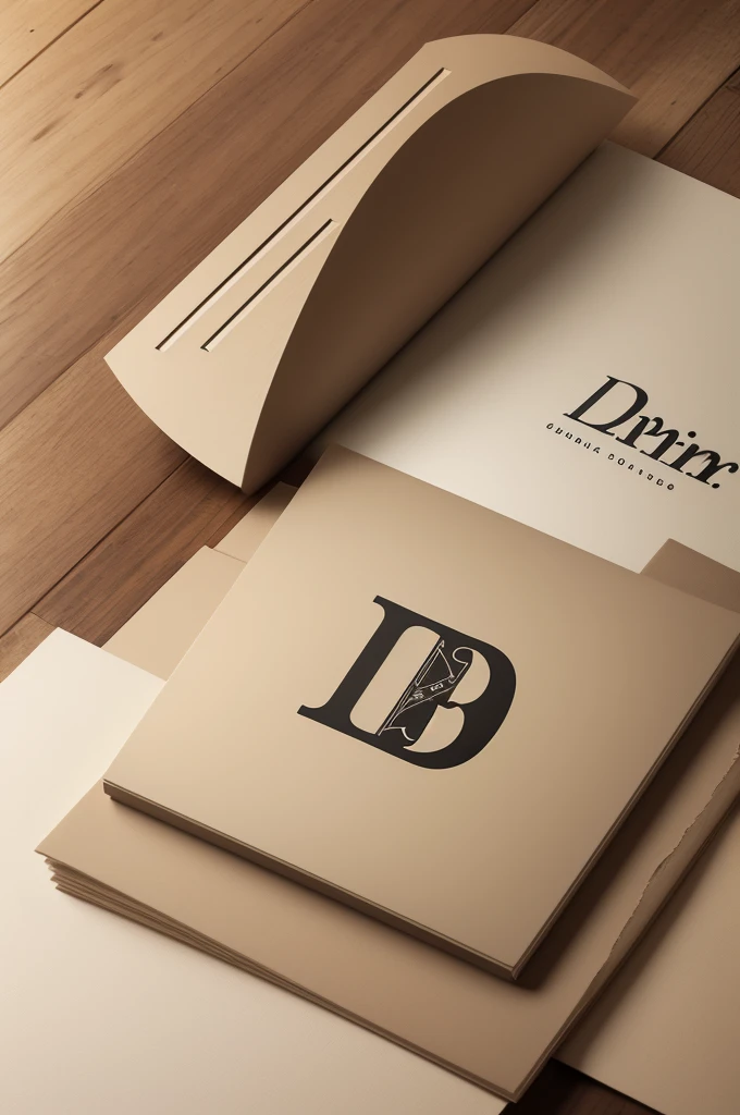 Create a logo with the initials Q and D in neutral tones