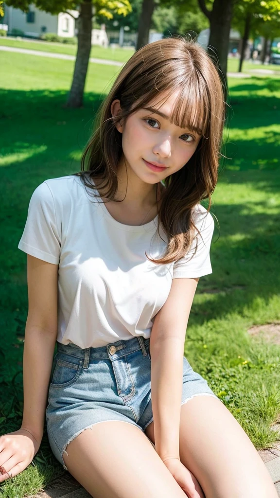 ((Sex in the great outdoors)), (Petite and slender body line)、Small beautiful breasts、Thin thighs、Small beautiful butt、Narrow waist、((Beautiful crotch、masturbating:1.1、Squirting vigorously from the crotch:1.2)), (Detailed eyes and face:1.2, Professional photography techniques)、(Perfect Anatomy:1.2)、(Gaze at the viewer、Shy face:1.ung Face:1.2、blush:1.2)、(Highest quality、Highest quality、Masterpiece、Ultra high definition、Reality)、(Detailed hands:1.1)