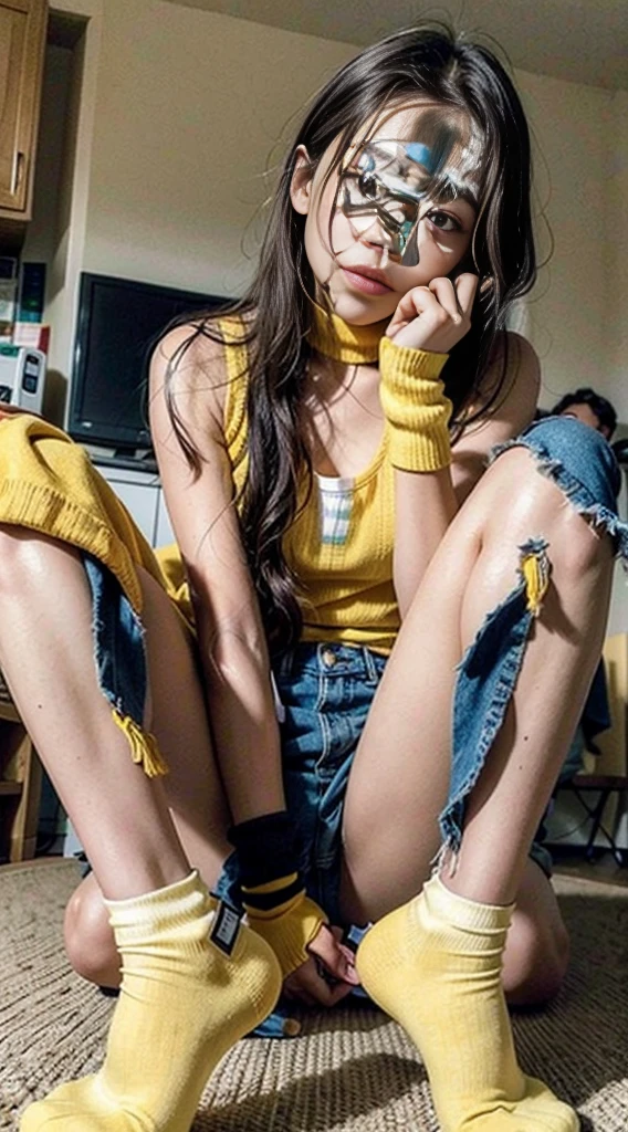 small with perfect body, beautiful pussy (8K),yellow sock , Jenna Ortega