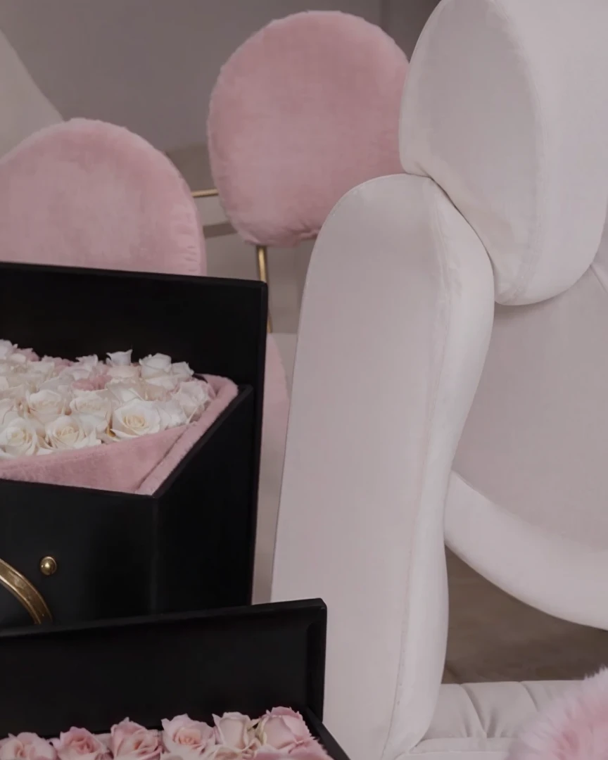 Realistic suede chair, fur suede chair, 8k , hd, ultra quality , sharpen , clarity , roses