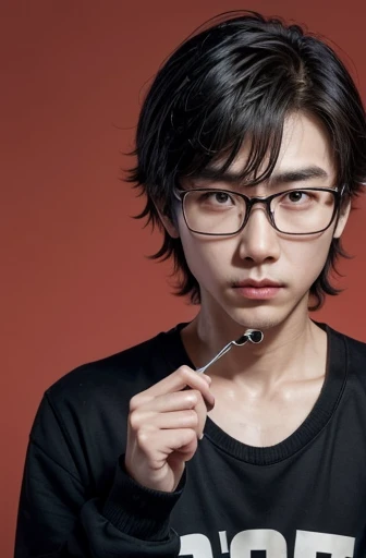 20 year, Cao Cao, Scrawny, Messy hair, wears large glasses. Sarcastic, clumsy, has a quirky sense of humor. Always tries to make jokes, even in the most inappropriate situations.