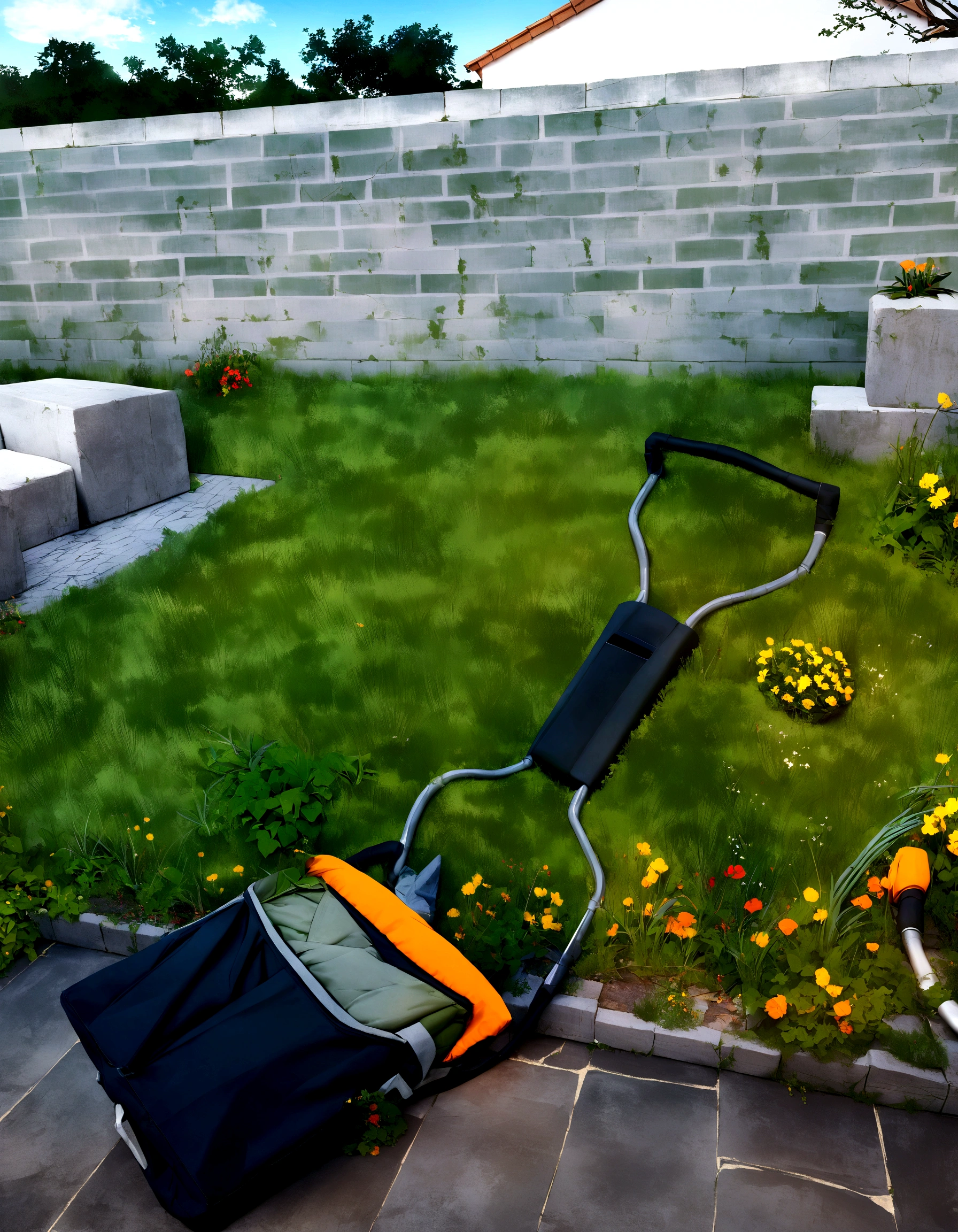 Decorate the concrete block wall to create a warm and green exterior