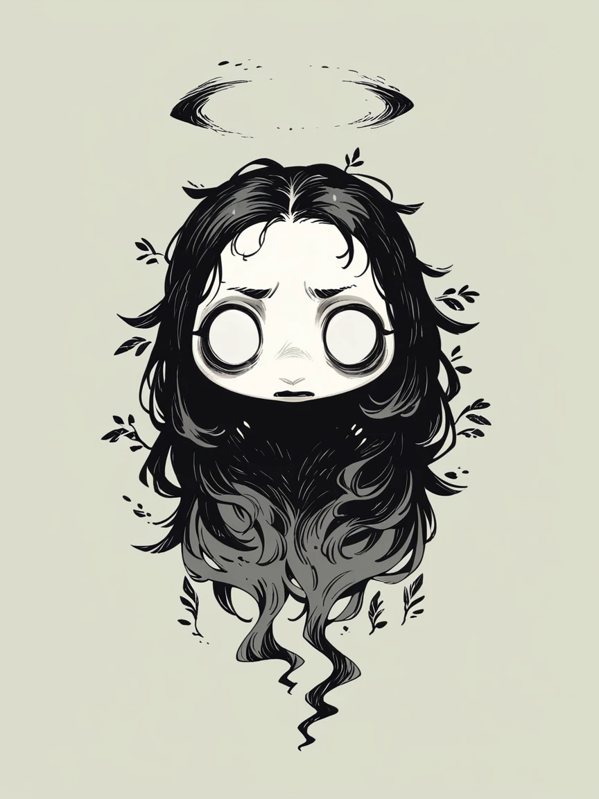 Draw a black-haired Asian girl, about , with a slug body and only a human head. Slug goo comes out of her mouth. Use the style of Junji Ito.