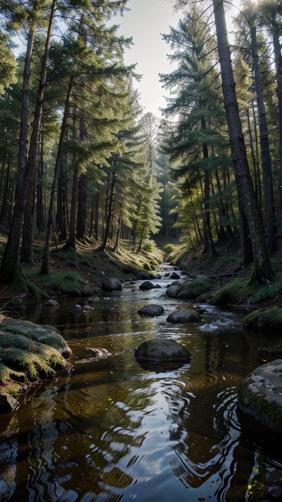 forest realistic, hdr, water,