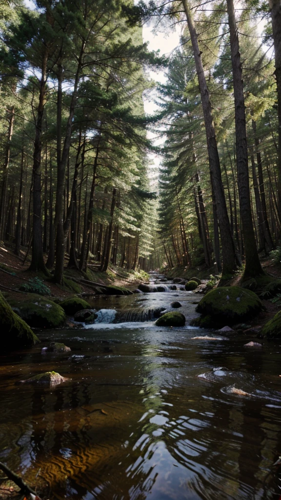 forest realistic, hdr, water,