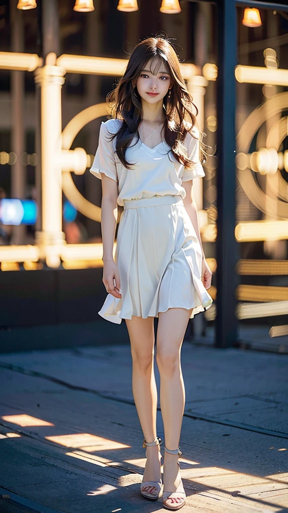 Mix 4, The 20th, 一人w, length_hair, shirt, dress, expensive_Heel, full_body, look_w_Audience, (8K, RAW Photos, highest quality, Learnwg:1.2), (Realistic, photo-Realistic:1.37), Professional Lightwg, Photon Mappwg, Light Energy Transfer, Physically Based Renderwg,