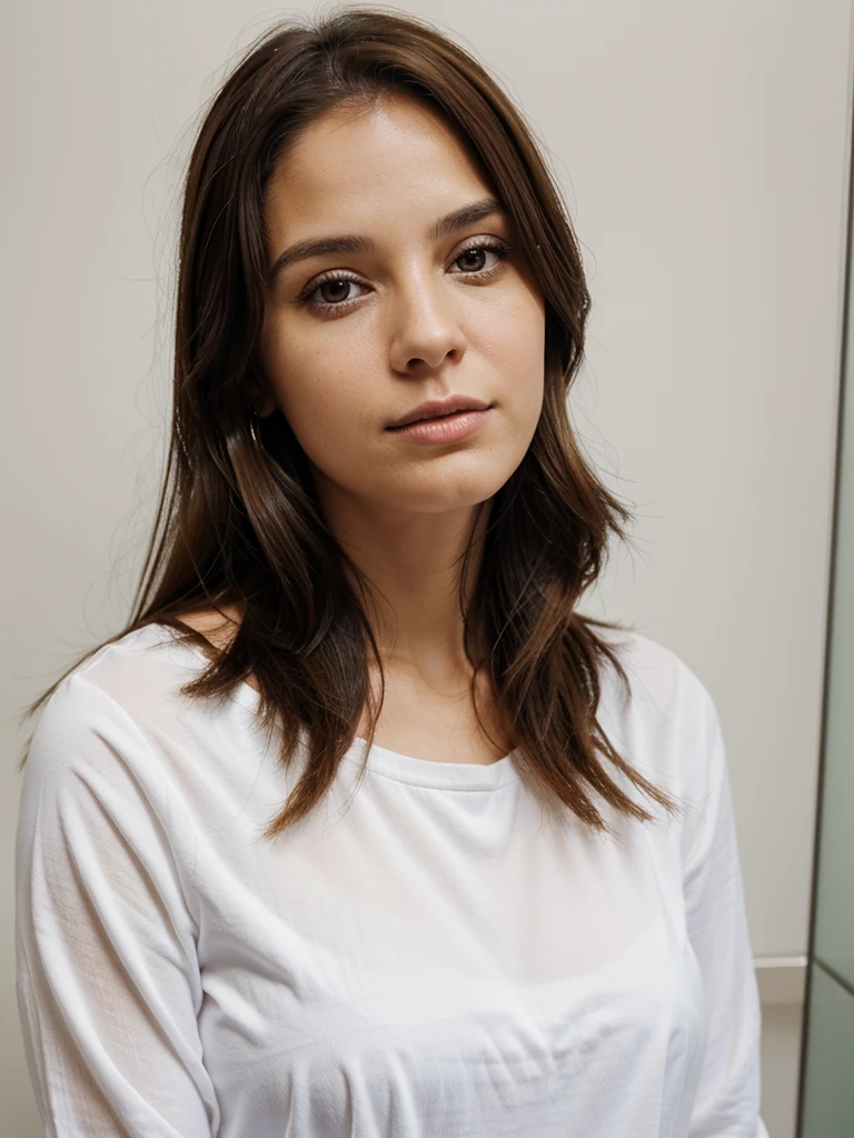 3x4 photo of a woman, 35 year old, Brazilian, white with brown hair