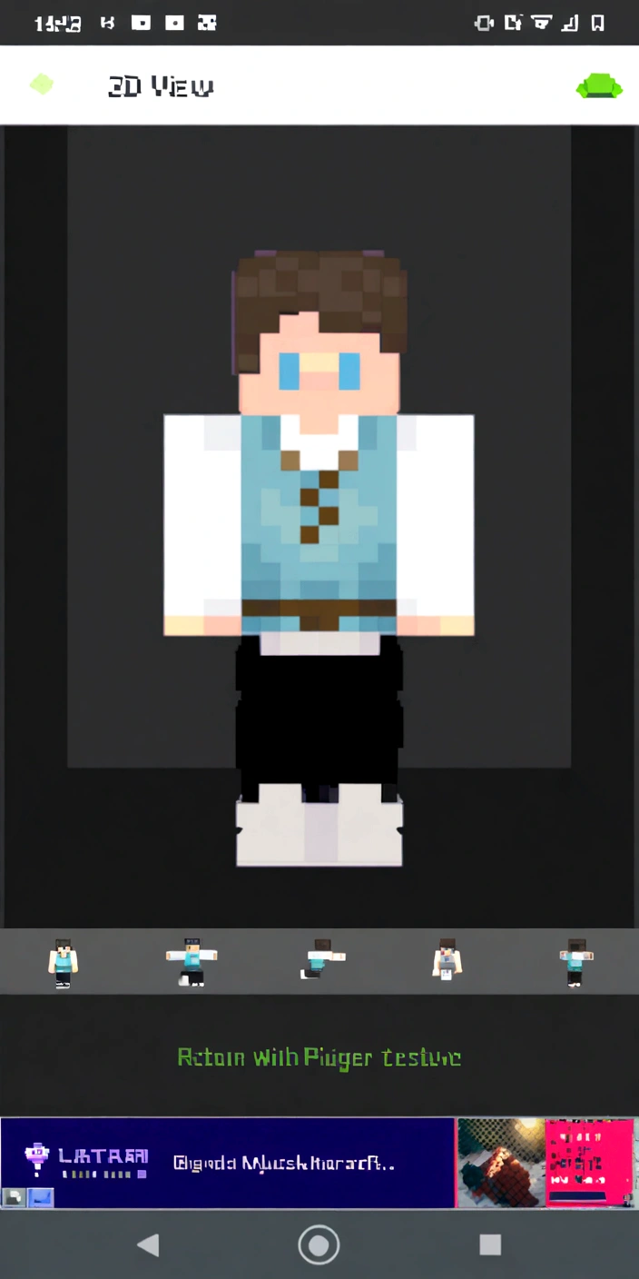 a close-up of a pixel art of a man in a blue vest, minecraft skins, sprite de pixel art, full body sprite, magicvoxel, ator 2d, a skin, 2D rendering, style of minecraft, Elon Musk em Minecraft, Steve do Minecraft, pixel art style, 2d texture, 2d texture, minecraft steve, ator 2d