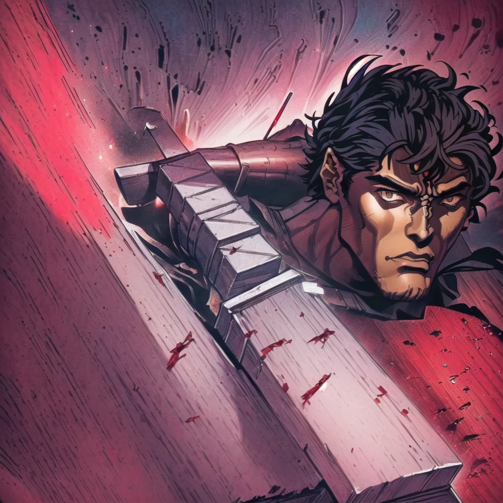 a close up of a poster with a sword and a demon, berserk style, berserk art style, afro samurai animes style, demon slayer artstyle, demon samurai, profile picture 1024px, welcome, berserk blood, berserk, official artwork, afro samurai anime style, afro samurai manga style, trash polka