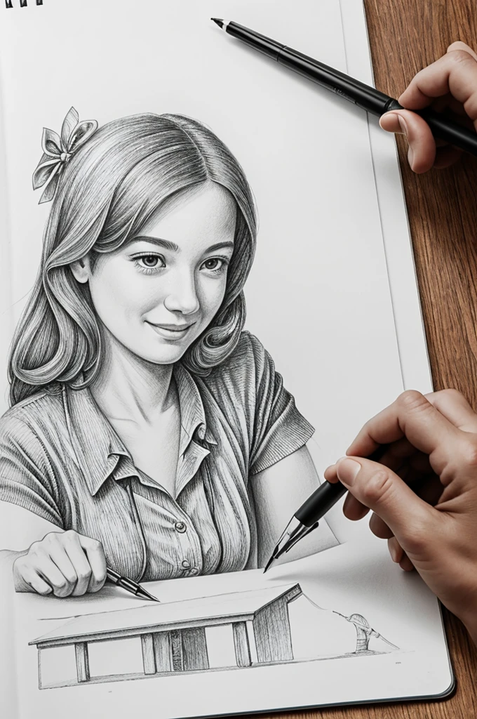 Joy of intensely drawing with a magnifying glass in hand