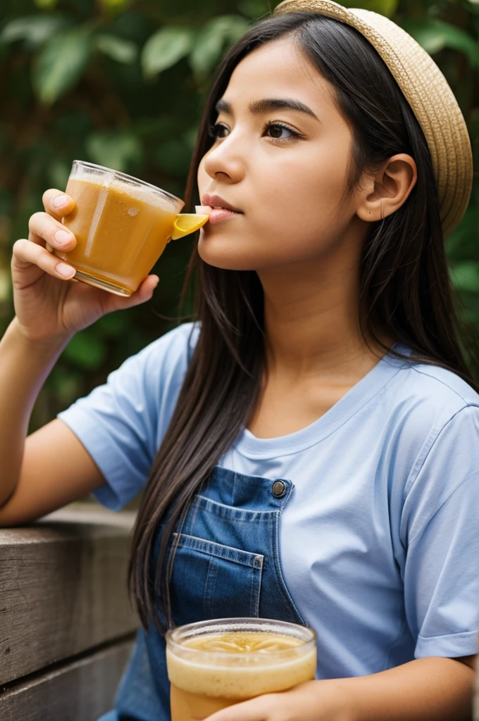 A girl drinking mate